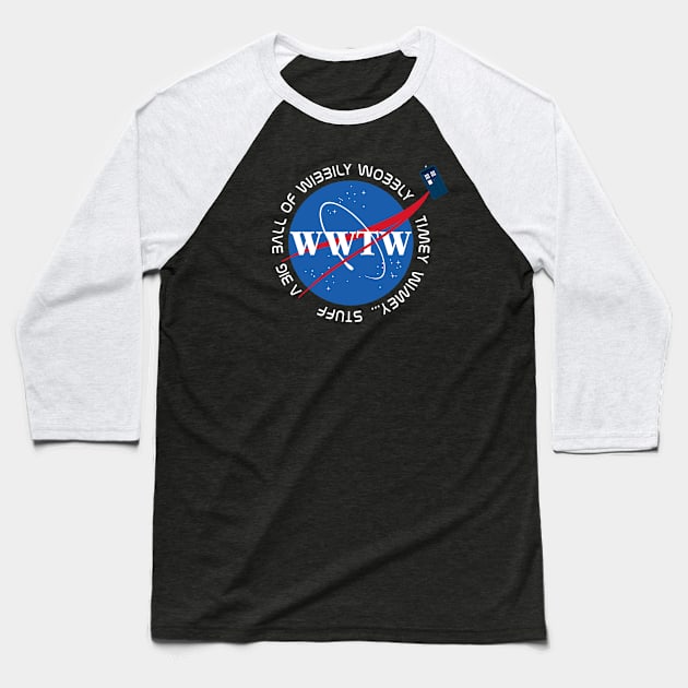 Wibbly Wobbly Space Agency Baseball T-Shirt by designedbygeeks